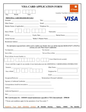 visa debit card application